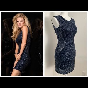 SCALA Navy Beaded Cocktail Dress